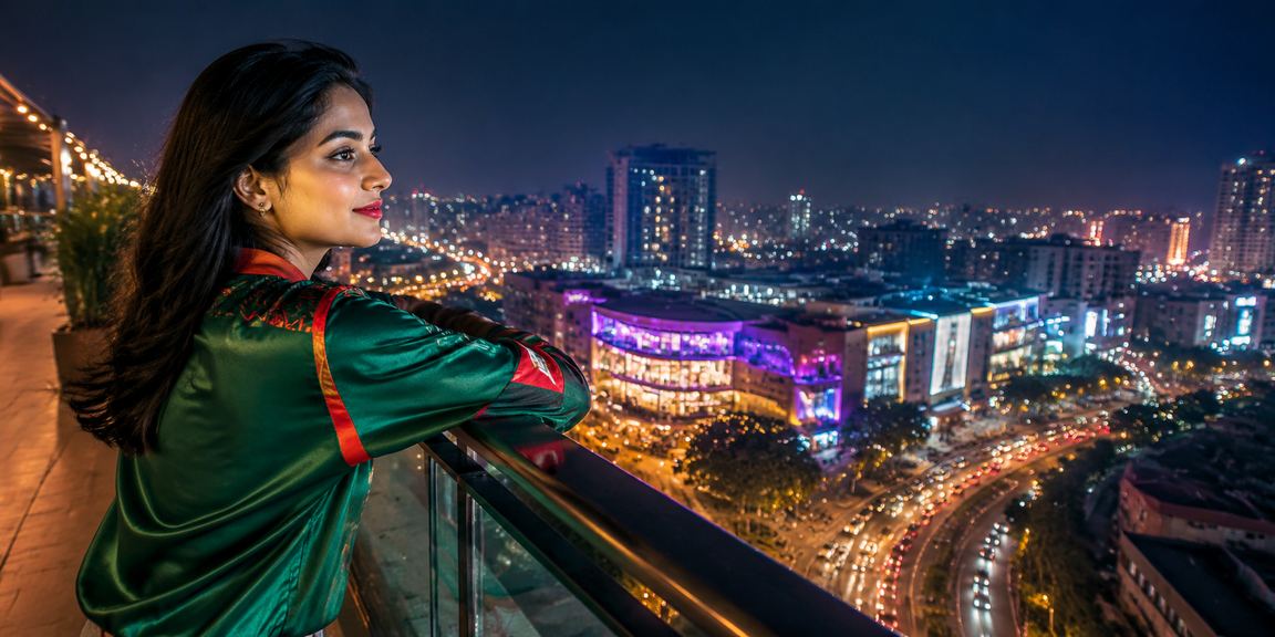 A cricket fan enjoying gb444 Sports Betting events under neon lights in Chattogram